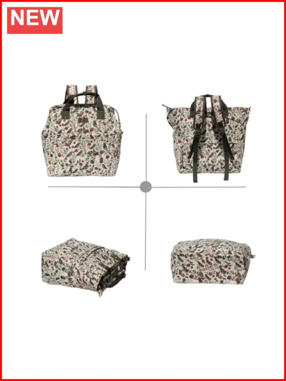 3-in-1 Convertible Diaper Bag Tote Backpack Crossbody Water-Repellent Canvas